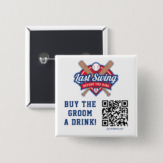 Laatste Swing Koop Groom een Drink QR Code Button (Voorkant /achterkant)