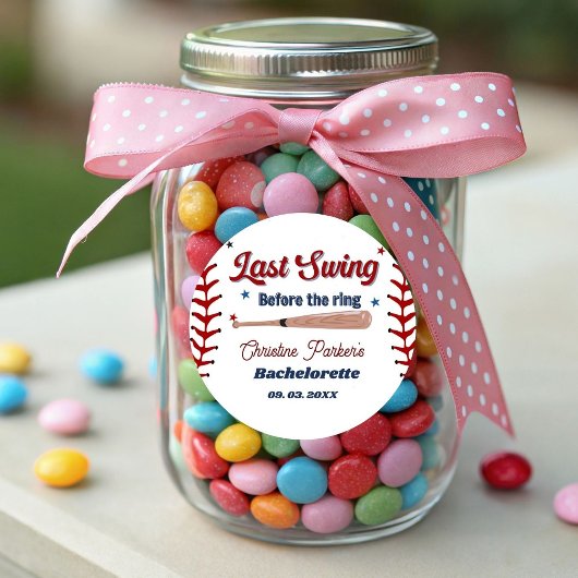 Laatste Swing voor de ring Baseball Bachelorette Ronde Sticker