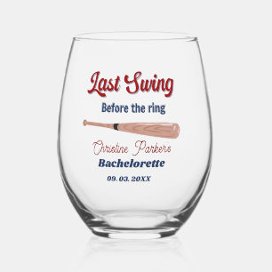 Laatste Swing voor de ring Baseball Bachelorette Wijnglas Zonder Voet