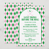 Laatste swing voor de Ring Golf Bachelorette Party Kaart (Voorkant / Achterkant)