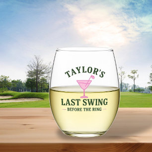 Laatste swing voor de ring golf bachelorette wijnglas zonder voet