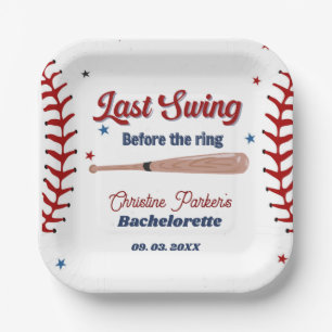 Laatste swing voor de ring honkbal vrijgezellenfee papieren bordje