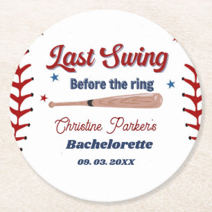 Laatste swing voor de ring honkbal vrijgezellenfee ronde kartonnen onderzetter