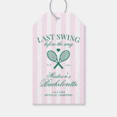 Laatste Swing Voor De Ring Retro Tennis Bach Cadeaulabel (Voorkant)