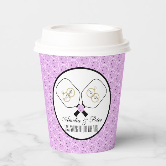 Laatste Swing Voor de Ring Trouw Pickleball Papieren Bekers (Voorkant)