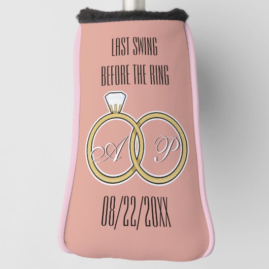 Laatste Swing Voor de Ring Trouwfeest Roze Golfheadcover (Draai 90)
