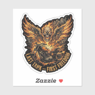 Laatste Tank Eerste Vrijheid Vuur Schedel Motorrij Sticker