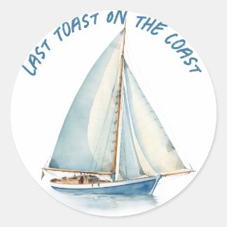 Laatste Toast Aan De Kust Bruidsuitnodiging Sticke Ronde Sticker