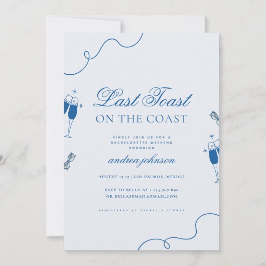 Laatste toast aan de kust Hen vrijgezellenfeest Kaart (Voorkant)