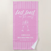 Laatste toast aan de kust Roze vrijgezellenfeest Strandlaken (Voorkant)