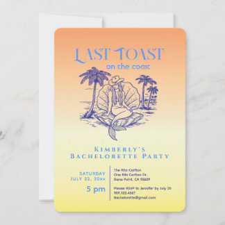 Laatste Toast Blue Cowgirl Mermaid Bachelorette Pa Kaart