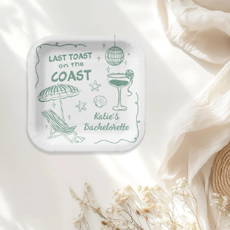 Laatste Toast Coast Beach Groene vrijgezellenfeest Papieren Bordje