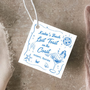 Laatste Toast Coast Beach Handgetekende Blauwe Bac Bedankjes Labels