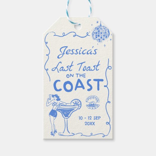 Laatste Toast Coast Beach vrijgezellenfeest Cadeaulabel (Voorkant)