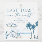 Laatste toast op de Coast Bachelorette Wijnlabels Wijn Etiket (Enkel label)
