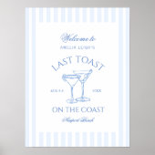 Laatste Toast op de Coast Beach Blue Bachelorette Poster (Voorkant)