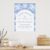 Laatste Toast op de Coast Beach Blue Bachelorette Poster (Keuken)