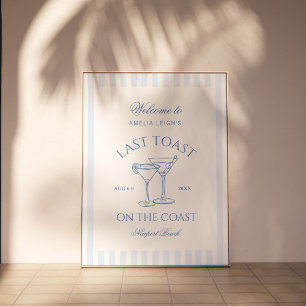 Laatste Toast op de Coast Beach Blue Bachelorette Poster