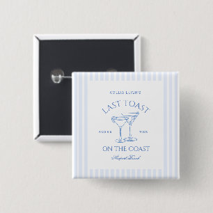 Laatste Toast op de Coast Beach Blue Bachelorette Vierkante Button 5,1 Cm