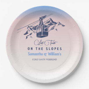 Laatste toast op de helling ski-vrijgezel bedankt papieren bordje