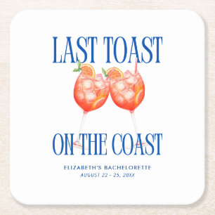 Laatste toast op de kust Aperol Spritz vrijgezelle Vierkante Kartonnen Onderzetter