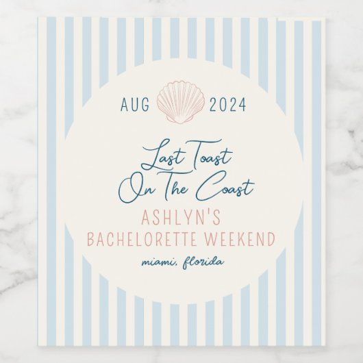 Laatste Toast Op De Kust Bachelorette Flessenetike Wijn Etiket (Enkel label)
