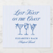 Laatste toast op de kust Elegante Hand getrokken B Sparkling Wijnetiket (Enkel label)