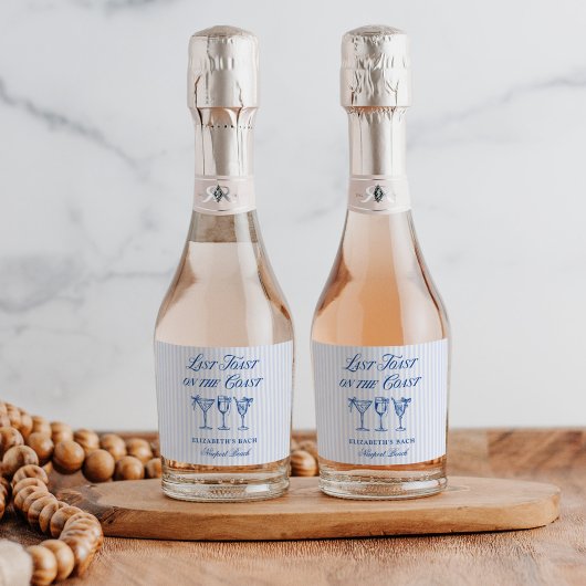 Laatste toast op de kust Elegante Hand getrokken B Sparkling Wijnetiket