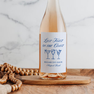 Laatste toast op de kust Elegante Hand getrokken B Wijn Etiket
