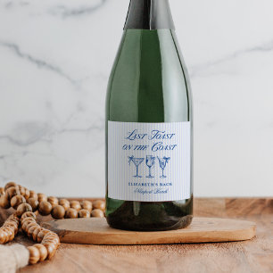 Laatste toast op de kust Elegante handgetekende st Sparkling Wijnetiket