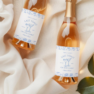 Laatste toast op de kust Floral Bachelorette Wijn Etiket