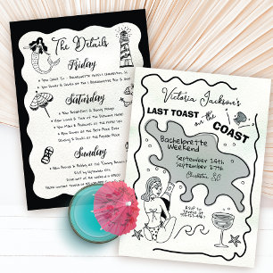 Laatste toast op de kust hand getrokken weekend kaart