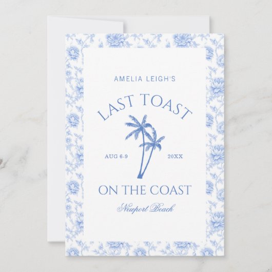 Laatste toast op de kust Palm Trees Bachelorette Kaart (Voorkant)
