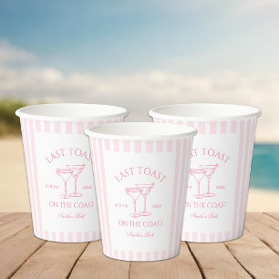 Laatste Toast op de kust Pink Beach Bachelorette Papieren Bekers