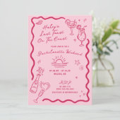 Laatste toast op de kust roze vrijgezellenweekend kaart (Staand voorkant)