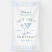 Laatste Toast Op De Kust Strand Blauwe Bachelorett Spandoek (Verticaal)