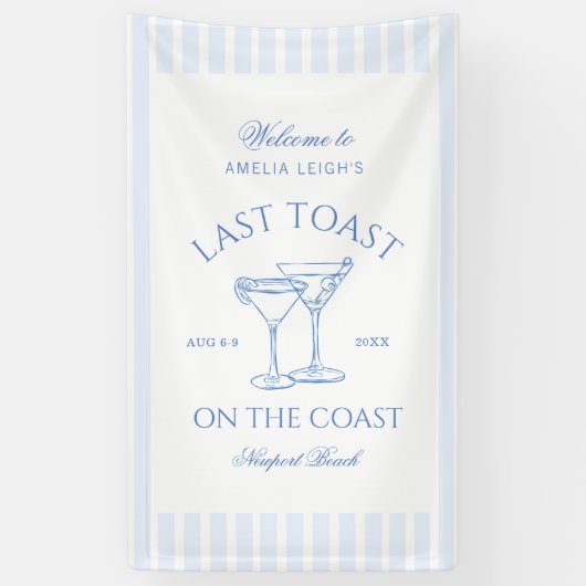Laatste Toast Op De Kust Strand Blauwe Bachelorett Spandoek (Verticaal)