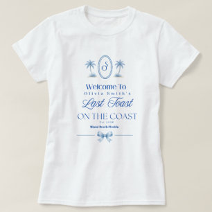 Laatste toast op de kust strand blauwe vrijgezelle t-shirt