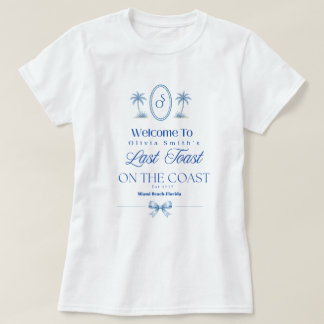 Laatste toast op de kust strand blauwe vrijgezelle t-shirt