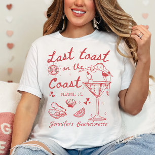 Laatste toast op de kust strand rode vrijgezelle t-shirt