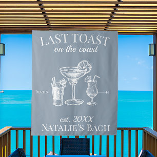 Laatste toast op de kust strand vrijgezellenfeest wandkleed