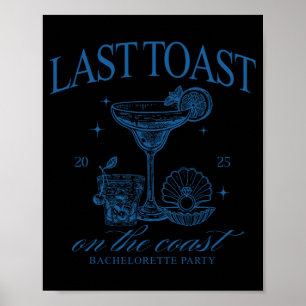 Laatste toast op de kust team bruid strand vrijgez poster