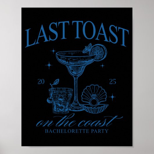 Laatste toast op de kust team bruid strand vrijgez poster (Voorkant)