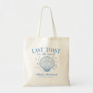 Laatste toast op de kust vrijgezellenfeest blauw tote bag