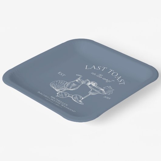 Laatste toast op de kust vrijgezellenfeest papieren bordje (Gebogen)