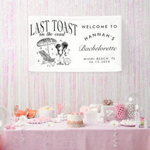 Laatste toast op de vrijgezellenfeest aan de kust  spandoek
