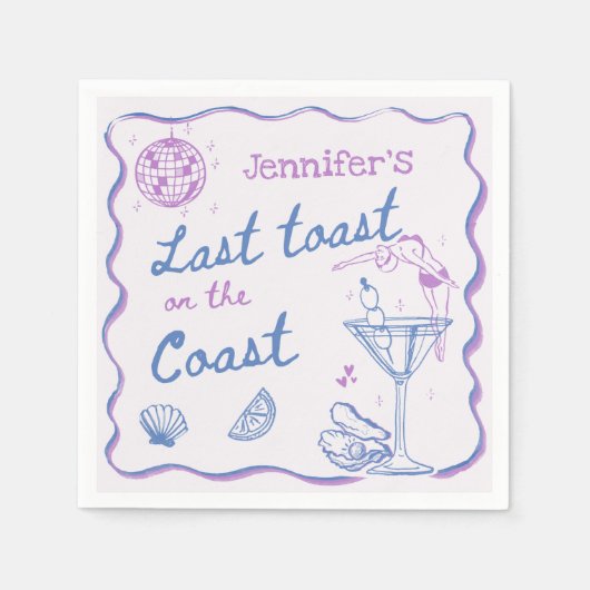 Laatste toast op het kuststrand vrijgezellenfeest servet (Voorkant)