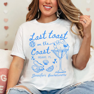 Laatste toast op het strand blauwe vrijgezelle t-shirt