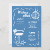 LAATSTE TOAST RETRO DOODLE BACHELORETTE WEEKEND KAART (Achterkant)