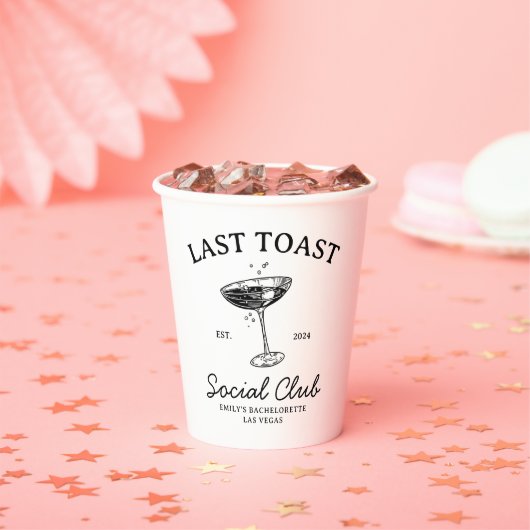 Laatste toast Social Club Bachelorette Party Merch Papieren Bekers (Insitu)